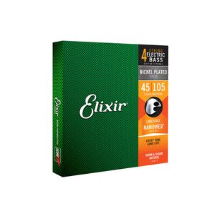 Encordoamento Elixir Nanoweb 045 Medium Extra Long Scale para Baixo 4 Cordas