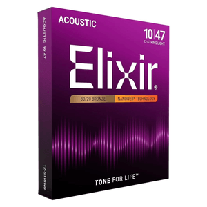 Corda Elixir Nanoweb 010 Light Bronze 80/20 para Violão Aço 12 Cordas