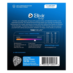 Encordoamento Elixir Nanoweb 010 Light para Guitarra 7 Cordas