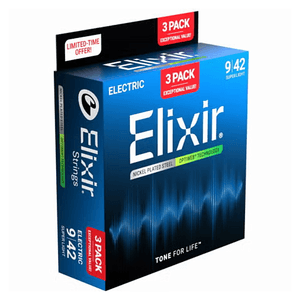 Encordoamento Elixir 009 Super Light Optiweb para Guitarra Pack 3 Unidades
