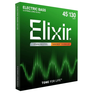 Encordoamento Elixir Nanoweb 045 Light Long Scale para Baixo 5 Cordas