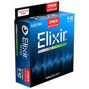 Encordoamento Elixir 009 Super Light para Guitarra Optiweb Pacote com 3 Jogos